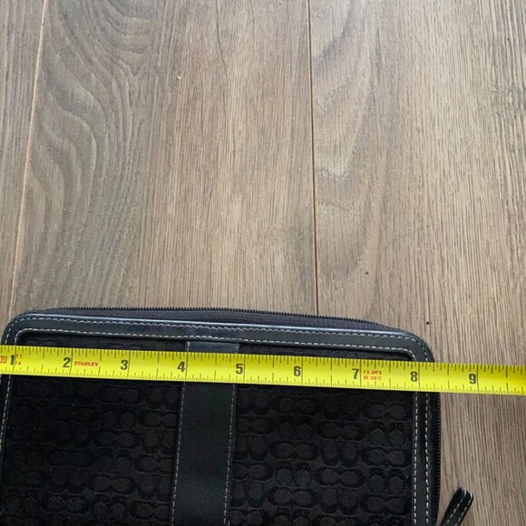 Coach Black Logo Canvas Wallet with Leather Trim - Picture 10 of 11